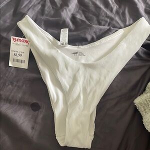 Aerie White Ribbed Swim Bottom